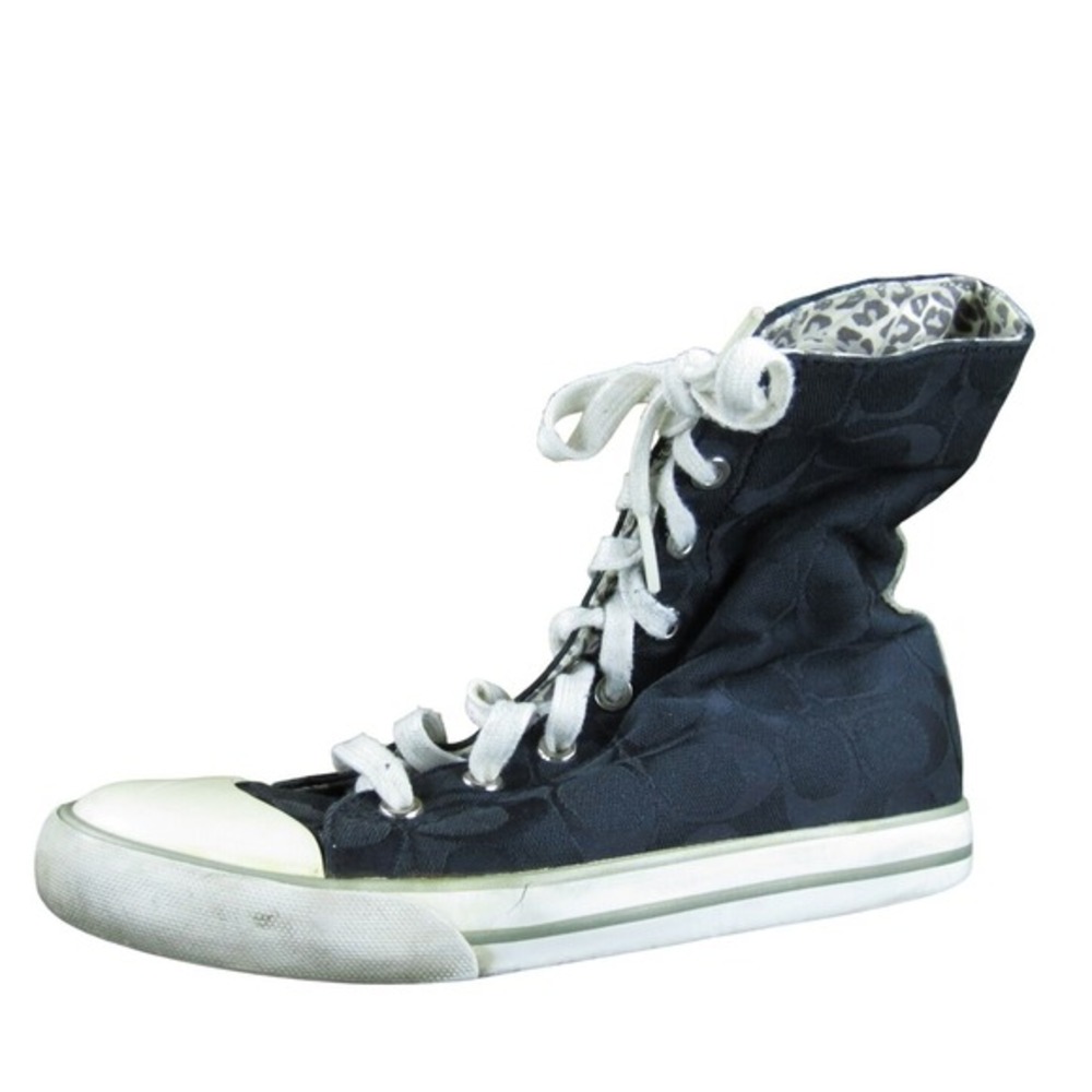 Coach Women's Bonney Hi Top Sneaker Black Fabric Sz 5.5 Medium Used 2025